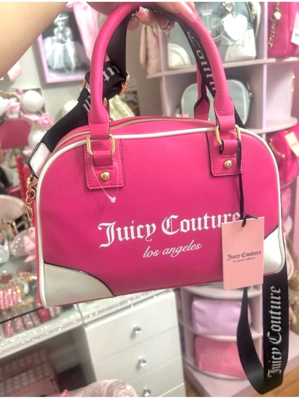 Juicy couture pink Flash fashionista sports bowler bag